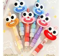 Shein 1 pieza Bolígrafo neutro de dibujos animados con boca grande y divertida, bolígrafo de bola con clic de ojos grandes 3D lindos, agarre suave de esponj