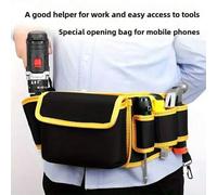 Shein 1 pieza Bolsa de herramientas de gran capacidad con cinturón ajustable, diseño grueso con soporte lumbar, adecuado para electricistas, carpinteros, co