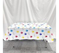 Shein 1 pieza/bolsa Mantel para fiesta con tema de huella de perro en colores, mantel de decoración para fiesta de cumpleaños, tamaño 137*180cm, lavable