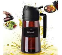 Shein 1 pieza Botella de aceite de oliva y rociador de cocina 2 en 1, botella de vidrio verde oscuro premium de 16 onzas con 1 etiqueta, herramienta de roci
