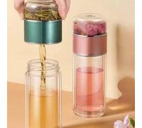 Shein 1 pieza Botella infusora de té de vidrio, Botella de agua de doble capa con filtro, Infusor de té de hojas sueltas, Cafetera portátil, Vidrio borosili