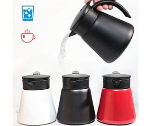 Shein 1 pieza Cafetera de acero inoxidable 304 con conservación de calor de 12 a 24 horas, 680ml Cafetera de estilo europeo de doble capa al vacío con botón
