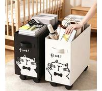 Shein 1 pieza Caja de almacenamiento con ruedas y patrón de dibujos animados, cesta organizadora plegable para el hogar, estante de almacenamiento debajo de