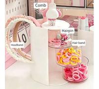 Shein 1 pieza Caja de almacenamiento de accesorios para el cabello giratoria multicapa, bandeja organizadora de ligas para el cabello transparente a prueba
