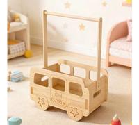 Shein 1 pieza Caja de almacenamiento de madera para bebé/5 piezas Perchas de madera, Cesta de almacenamiento para habitación de bebé, Diseño de apertura sup