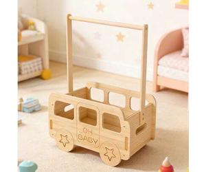 Shein 1 pieza Caja de almacenamiento de madera para bebé/5 piezas Perchas de madera, Cesta de almacenamiento para habitación de bebé, Diseño de apertura sup