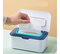 Shein 1 pieza Caja de almacenamiento de pañuelos y toallitas húmedas para escritorio del hogar con tapa abatible, a prueba de polvo, sellada, mantiene la fr