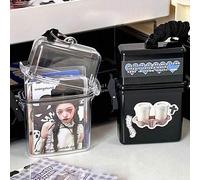 Shein 1 pieza Caja de almacenamiento de plástico transparente multifuncional con cuerda, estuche de almacenamiento de tarjetas pequeñas, organizador de escr