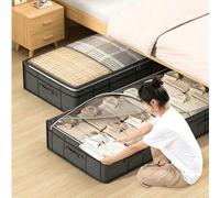Shein 1 pieza Caja de almacenamiento debajo de la cama extra grande, diseño de cajón plano de alta capacidad, adecuado para guardar ropa, mantas, ropa de te