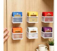 Shein 1 pieza Caja de almacenamiento magnética de metal blanco para bolsitas de té, Recipiente de té montado en la pared y ahorra espacio, Adecuado para ref