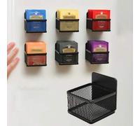 Shein 1 pieza Caja de almacenamiento magnética para bolsitas de té, Recipiente de té de metal negro, Organizador de pared para bolsitas de té que ahorra esp