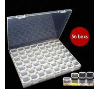 Shein 1 pieza Caja de almacenamiento transparente de 56 compartimentos para pintura de diamantes - 1 set, incluye 56 compartimentos separados, adecuado para