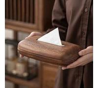 Shein 1 pieza Caja de pañuelos de madera premium, Soporte de pañuelos de madera de nogal, Caja de almacenamiento de estilo vintage, Diseño creativo con form