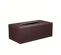 Shein 1 pieza Caja de pañuelos rectangular marrón, Soporte de pañuelos de cuero sintético, Adecuado para mesa de comedor o mesa de café