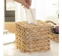 Shein 1 pieza Caja de servilletas de papel con textura tejida simple de forma cuadrada y rectangular, con hebilla natural, para baño, sala de estar, dormito
