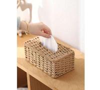 Shein 1 pieza Caja de toallas de papel hecha a mano, estilo minimalista zen oriental, adecuada para la sala de estar, el dormitorio, la decoración de oficin