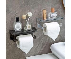 Shein 1 pieza Caja portarrollos de papel higiénico, soporte para pañuelos, estante de almacenamiento, bastidor colgante de pared para el baño con espacio de