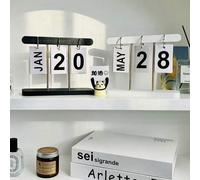 Shein 1 pieza Calendario de escritorio perpetuo de estilo nórdico de lujo minimalista, planificador de fechas mensual reutilizable con soporte de tarjeta de