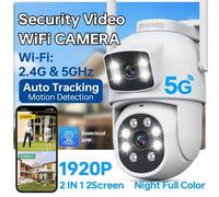 Shein 1 pieza Cámara de inalámbrica para exteriores con lente dual de 2MP+2MP, cámara de vigilancia doméstica inteligente PTZ, compatible con WiFi de banda