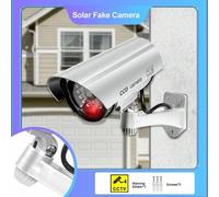 Shein 1 pieza Cámara de seguridad falsa con energía solar, realista, para el hogar/patio/garaje, cámara antirroba de vigilancia simulada con luz roja interm