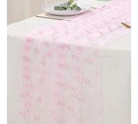Shein 1 pieza Camino de mesa con lazo rosa, Mantel de gasa de 75*180cm, Mantel, Decoración de cumpleaños rosa, Decoración de cumpleaños con lazo, Decoración
