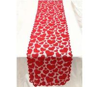 Shein 1 pieza Camino de mesa de encaje con corazón rojo para el Día de San Valentín, 72*13.8in, multiusos adecuado para restaurantes, mesas de comedor del h