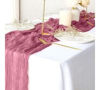 Shein 1 pieza Camino de mesa de organza de Bali de 90*180/300/400cm color fucsia, decoración rústica para ceremonia de boda, camino de mesa transparente par