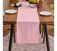 Shein 1 pieza Camino de mesa tejido a cuadros rojos, estilo campestre americano, camino de mesa fresco, mantel rectangular para mesa de centro, mueble de TV