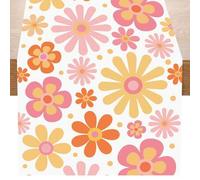 Shein 1 pieza Camino de mesa vintage con margaritas, 180*35cm Mantel de poliéster, Tema de primavera/verano, Decoración de primavera, Decoración de fiesta d