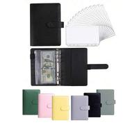 Shein 1 pieza Carpeta presupuestaria A6 con sobres para efectivo, libro de ahorro de efectivo Planificador de presupuesto Cuaderno de piel sintética con 12