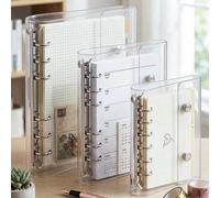 Shein 1 pieza Carpeta transparente A5/A6/A7, carpeta de hojas sueltas de 6 anillos con bolsillo con cremallera y cierre a presión, protector de documentos d