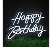 Shein 1 pieza Cartel luminoso de acrílico con luces LED de 'Feliz Cumpleaños', lámpara decorativa de ambiente con alimentación USB, adecuada para fiestas de