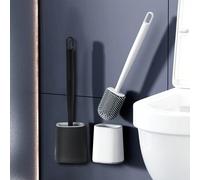 Shein 1 pieza, Cepillo de baño de cabeza grande de silicona con cerdas suaves, cepillo de limpieza montado en la pared, mango largo extraíble, cerdas transp