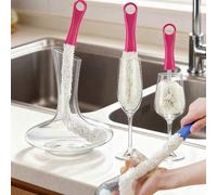 Shein 1 pieza Cepillo de limpieza para decantador de vino, cepillo para botellas, cepillo curvo aleatorio para copas de vino tinto y cachimbas - Herramienta