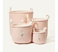 Shein 1 pieza Cesta de almacenamiento funcional con diseño de rayas y flores de varios tamaños, adecuado para almacenamiento en la habitación de juegos/bebé