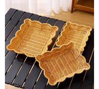 Shein 1 pieza Cesta de almacenamiento ovalada multifuncional - Diseño de plástico con efecto de ratán, adecuado para almacenar frutas, aperitivos, utensilio