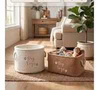 Shein 1 pieza Cesta de almacenamiento para bebé con bordado de letra, de felpa de oso, gran capacidad para ropa de bebé, pañales, juguetes, cesta de almacen