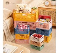 Shein 1 pieza Cesta de almacenamiento plegable mini de PP, caja organizadora apilable y colapsable, múltiples tamaños y colores, adecuada para escritorio, c