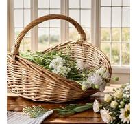 Shein 1 pieza Cesta de almacenamiento tejida a mano de mimbre | Organizador multifuncional moderno para interiores/exteriores para flores, productos y decor