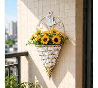 Shein 1 pieza Cesta de flores triangular de hierro forjado creativa, soporte colgante de pared de arte triangular para flores, macetero colgante decorativo
