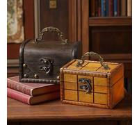 Shein 1 pieza Cofre de tesoro de madera vintage pequeño - Caja de recuerdos con tema de piratas, se puede usar como caja de regalo, caja de almacenamiento d