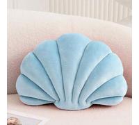 Shein 1 pieza Cojín decorativo con forma de concha, cojín suave de terciopelo relleno en 3D con forma de concha, decoración de playa para sofá y cama, decor