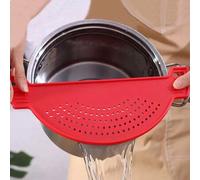 Shein 1 pieza Colador con pinza, colador de plástico, embudo para ollas, filtro de alimentos en forma de media luna, apto para pasta, verduras, frutas, uten