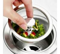 Shein 1 pieza Colador de fregadero de cocina, colador de drenaje de acero inoxidable, atrapador de comida de metal antioxidante, filtro de fregadero univers