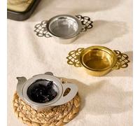 Shein 1 pieza Colador de té de acero inoxidable, filtro de té creativo, accesorios de juego de té de malla de encaje, tetera, colador de té de doble oreja,