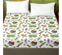Shein 1 pieza Colchón impreso con personaje de dibujos animados amarillo y verde, material pulido, suave y cálido, adecuado para cama individual/doble/queen