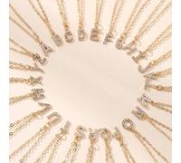 Shein 1 pieza Collar con colgante de letra del alfabeto inglés de 26 con rhinestones, accesorio personalizado para adolescentes