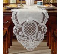 Shein 1 pieza Corredor de mesa bordado exquisito de encaje soluble en agua hecho de poliéster para decoración de mesa de cocina, gabinete o mostrador. Ofrec