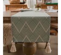 Shein 1 pieza Corredor de mesa con patrón geométrico y estilo moderno, mantel largo de tejido de jacquard, adecuado para mesa de comedor, mesa de café, cubi