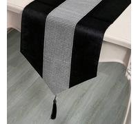 Shein 1 pieza Corredor de mesa de tela de terciopelo sencillo con decoración moderna y brillante de diamantes para decoración de hogar, comedor y fiestas